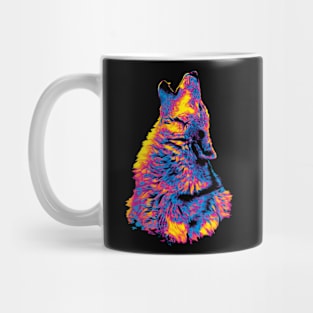 Rainbow Howling Wolf Digital Painting Mug